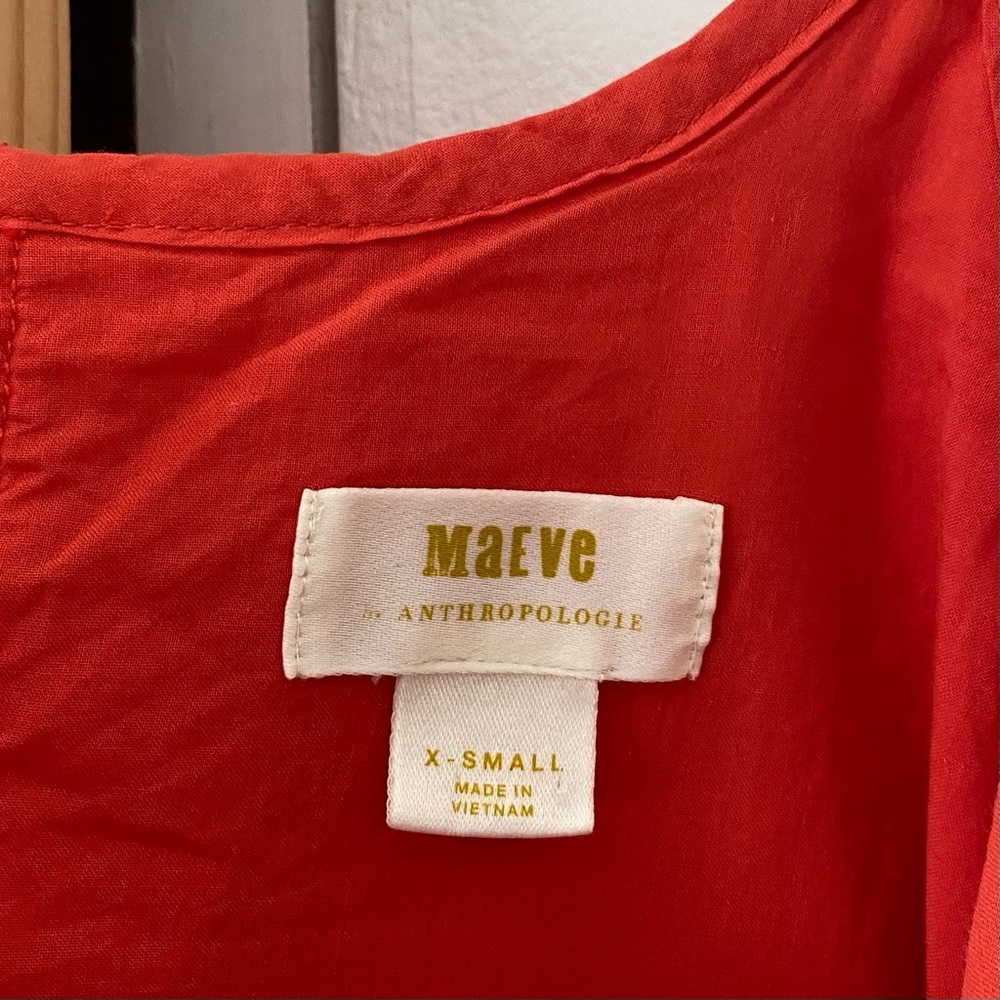 Maeve Anthropologie Orange Chrysanthemum Wide Leg Jumpsuit - Picture 7 of 7